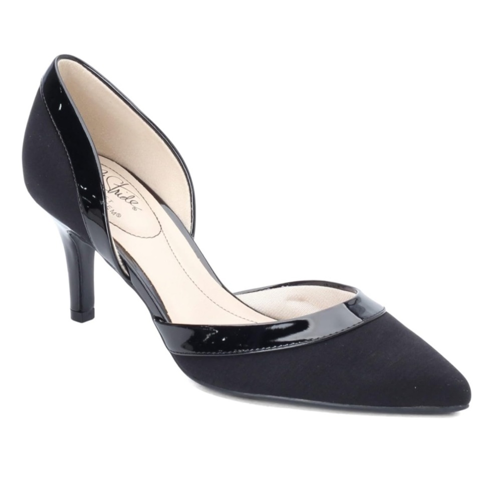 Life Stride D’Orsay Heels Pump Shoes Patent Saldana Pointed Comfy Flex Cut Out